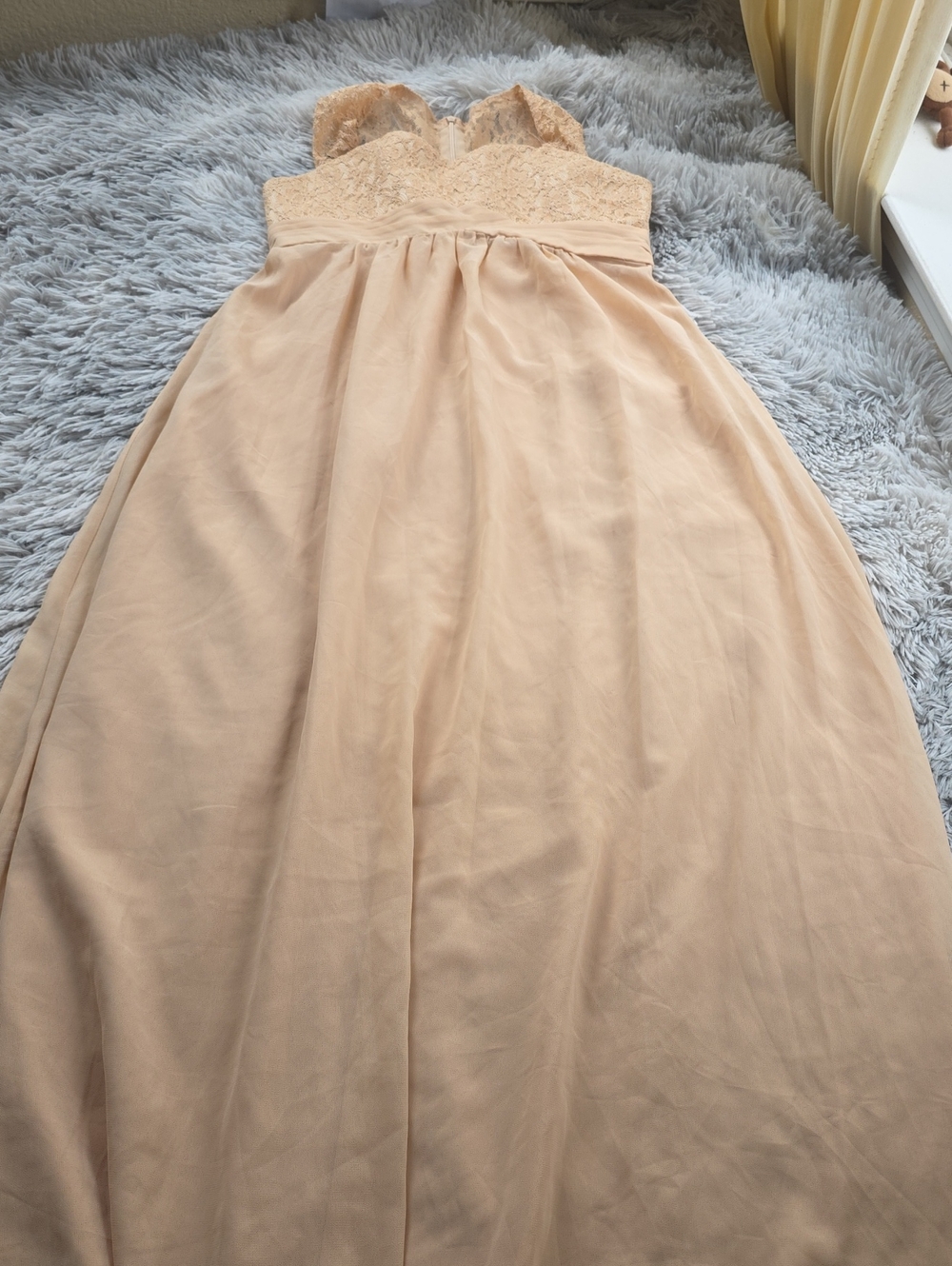 Girls Lace Bodice Chiffon Formal Dress in Peach